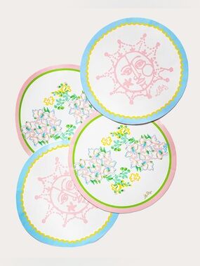 NEW Lilly Pulitzer Set of 4 Reversible Wipeable Placemats Whimsical Sun Floral
